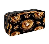 VAPOKF Pencil Case Pen Bag Student Stationery Pouch with Zipper for Boys Girls School & Office Supplies, Lions and Ethnic Florals