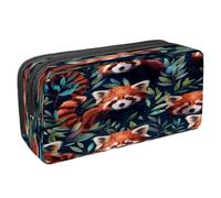 VAPOKF Pencil Case Pen Bag Student Stationery Pouch with Zipper for Boys Girls School & Office Supplies, Red Panda Hides in Leave Jungle