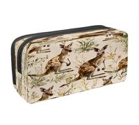 VAPOKF Pencil Case Pen Bag Student Stationery Pouch with Zipper for Boys Girls School & Office Supplies, Kangaroo Florals Leave