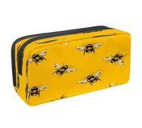 VAPOKF Pencil Case Pen Bag Student Stationery Pouch with Zipper for Boys Girls School & Office Supplies, Honey Bee on Honey Yellow Background