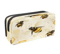 VAPOKF Pencil Case Pen Bag Student Stationery Pouch with Zipper for Boys Girls School & Office Supplies, Bees on Honey Color Background