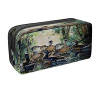 VAPOKF Pencil Case Pen Bag Student Stationery Pouch with Zipper for Boys Girls School & Office Supplies, Group of Indian Runner Ducks on Water
