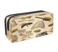 VAPOKF Pencil Case Pen Bag Student Stationery Pouch with Zipper for Boys Girls School & Office Supplies, Honey Bee Hive Honeycomb Bread