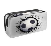 VAPOKF Pencil Case Pen Bag Student Stationery Pouch with Zipper for Boys Girls School & Office Supplies, Soccer Flying Through The Wall Cracks