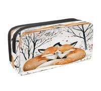 VAPOKF Pencil Case Pen Bag Student Stationery Pouch with Zipper for Boys Girls School & Office Supplies, Cartoon Foxes on Snow