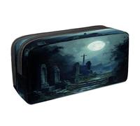VAPOKF Pencil Case Pen Bag Student Stationery Pouch with Zipper for Boys Girls School & Office Supplies, Creepy Cemetery Moon