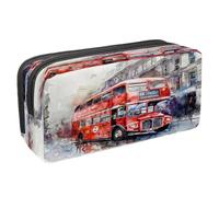 VAPOKF Pencil Case Pen Bag Student Stationery Pouch with Zipper for Boys Girls School & Office Supplies, London Red Bus on Paris Street