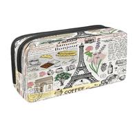 VAPOKF Pencil Case Pen Bag Student Stationery Pouch with Zipper for Boys Girls School & Office Supplies, Retro Paris France Postcard
