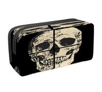 VAPOKF Pencil Case Pen Bag Student Stationery Pouch with Zipper for Boys Girls School & Office Supplies, Grunge Split Skull