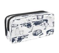 VAPOKF Pencil Case Pen Bag Student Stationery Pouch with Zipper for Boys Girls School & Office Supplies,Cheese Bread Milk and Cow