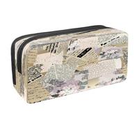 VAPOKF Pencil Case Pen Bag Student Stationery Pouch with Zipper for Boys Girls School & Office Supplies, Vintage Torn Newspape Fragments