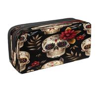VAPOKF Pencil Case Pen Bag Student Stationery Pouch with Zipper for Boys Girls School & Office Supplies, Day of The Dead Skull