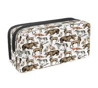 VAPOKF Pencil Case Pen Bag Student Stationery Pouch with Zipper for Boys Girls School & Office Supplies,Forest Animals Bear Deer Wolf Fox Hare