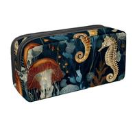 VAPOKF Pencil Case Pen Bag Student Stationery Pouch with Zipper for Boys Girls School & Office Supplies, Pretty Jellyfishes Seahorses