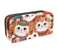 VAPOKF Pencil Case Pen Bag Student Stationery Pouch with Zipper for Boys Girls School & Office Supplies, Tradition Maneki Neko Cats