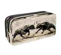 VAPOKF Pencil Case Pen Bag Student Stationery Pouch with Zipper for Boys Girls School & Office Supplies, Bull in Fight