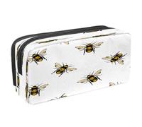 VAPOKF Pencil Case Pen Bag Student Stationery Pouch with Zipper for Boys Girls School & Office Supplies, Honey Bees on White Background