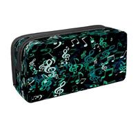 VAPOKF Pencil Case Pen Bag Student Stationery Pouch with Zipper for Boys Girls School & Office Supplies, Falling Green Music Notes Clefs