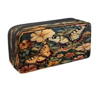 VAPOKF Pencil Case Pen Bag Student Stationery Pouch with Zipper for Boys Girls School & Office Supplies, Two Butterfly on Wildflowers Leave