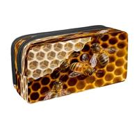VAPOKF Pencil Case Pen Bag Student Stationery Pouch with Zipper for Boys Girls School & Office Supplies, Honey Bee on The Honeycomb