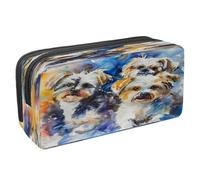 VAPOKF Pencil Case Pen Bag Student Stationery Pouch with Zipper for Boys Girls School & Office Supplies, Watercolor Three Shih Tzu