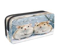 VAPOKF Pencil Case Pen Bag Student Stationery Pouch with Zipper for Boys Girls School & Office Supplies, Hamsters on Winter Snow