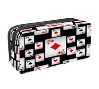 VAPOKF Pencil Case Pen Bag Student Stationery Pouch with Zipper for Boys Girls School & Office Supplies, Playing Cards Pattern on Black