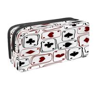 VAPOKF Pencil Case Pen Bag Student Stationery Pouch with Zipper for Boys Girls School & Office Supplies, Black and Red Playing Cards