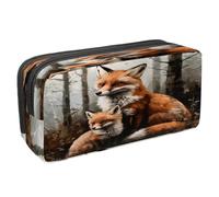 VAPOKF Pencil Case Pen Bag Student Stationery Pouch with Zipper for Boys Girls School & Office Supplies, Little Fox Cub and Mother