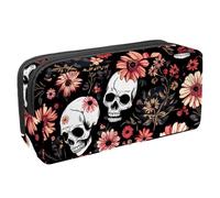 VAPOKF Pencil Case Pen Bag Student Stationery Pouch with Zipper for Boys Girls School & Office Supplies, Daisies Dead Skull