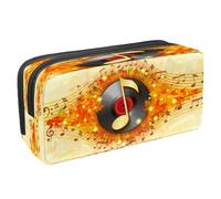 VAPOKF Pencil Case Pen Bag Student Stationery Pouch with Zipper for Boys Girls School & Office Supplies, Fallen Leaves Notes and Vinyl Records