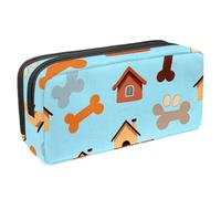 VAPOKF Pencil Case Pen Bag Student Stationery Pouch with Zipper for Boys Girls School & Office Supplies, Paw Footprint House Bones