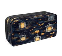 VAPOKF Pencil Case Pen Bag Student Stationery Pouch with Zipper for Boys Girls School & Office Supplies, Flying Bats Dead Trees Graves