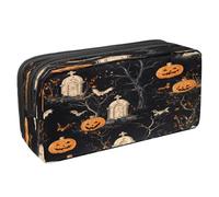 VAPOKF Pencil Case Pen Bag Student Stationery Pouch with Zipper for Boys Girls School & Office Supplies, Dead Tree Graves Pumpkin Bats