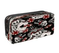 VAPOKF Pencil Case Pen Bag Student Stationery Pouch with Zipper for Boys Girls School & Office Supplies, Smoking Cigar Skeleton Playing Cards Chips