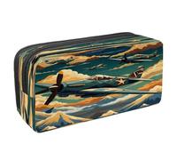 VAPOKF Pencil Case Pen Bag Student Stationery Pouch with Zipper for Boys Girls School & Office Supplies, Vintage Fighter