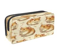 VAPOKF Pencil Case Pen Bag Student Stationery Pouch with Zipper for Boys Girls School & Office Supplies, Fat Hamsters and Leaf