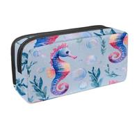 VAPOKF Pencil Case Pen Bag Student Stationery Pouch with Zipper for Boys Girls School & Office Supplies, Seahorses and Bubbles Seaweed