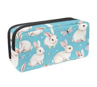 VAPOKF Pencil Case Pen Bag Student Stationery Pouch with Zipper for Boys Girls School & Office Supplies, Bunnies Dragonflies