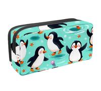 VAPOKF Pencil Case Pen Bag Student Stationery Pouch with Zipper for Boys Girls School & Office Supplies, Cartoon Penguins Jellyfish Starfish