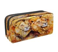 VAPOKF Pencil Case Pen Bag Student Stationery Pouch with Zipper for Boys Girls School & Office Supplies, Two Lions
