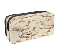 VAPOKF Pencil Case Pen Bag Student Stationery Pouch with Zipper for Boys Girls School & Office Supplies, White Indian Runner Ducks