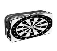 VAPOKF Pencil Case Pen Bag Student Stationery Pouch with Zipper for Boys Girls School & Office Supplies, Darts Board with Twenty Black White Sectors