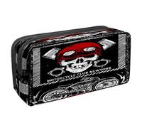 VAPOKF Pencil Case Pen Bag Student Stationery Pouch with Zipper for Boys Girls School & Office Supplies, Motorcycle Skull