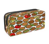 VAPOKF Pencil Case Pen Bag Student Stationery Pouch with Zipper for Boys Girls School & Office Supplies,Vegetarian Falafel Lemon Tomato