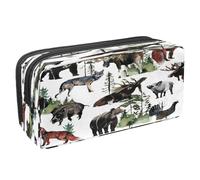 VAPOKF Pencil Case Pen Bag Student Stationery Pouch with Zipper for Boys Girls School & Office Supplies, Wild Forest Animals