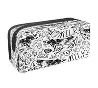 VAPOKF Pencil Case Pen Bag Student Stationery Pouch with Zipper for Boys Girls School & Office Supplies,Hand Drawn Milk Cow
