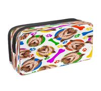 VAPOKF Pencil Case Pen Bag Student Stationery Pouch with Zipper for Boys Girls School & Office Supplies,Colorful Yorkshire Terrier Dogs and Bones
