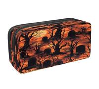 VAPOKF Pencil Case Pen Bag Student Stationery Pouch with Zipper for Boys Girls School & Office Supplies, Dead Tree Graves Full Moon