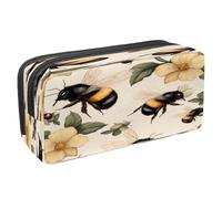 VAPOKF Pencil Case Pen Bag Student Stationery Pouch with Zipper for Boys Girls School & Office Supplies, Honey Bees on Florals